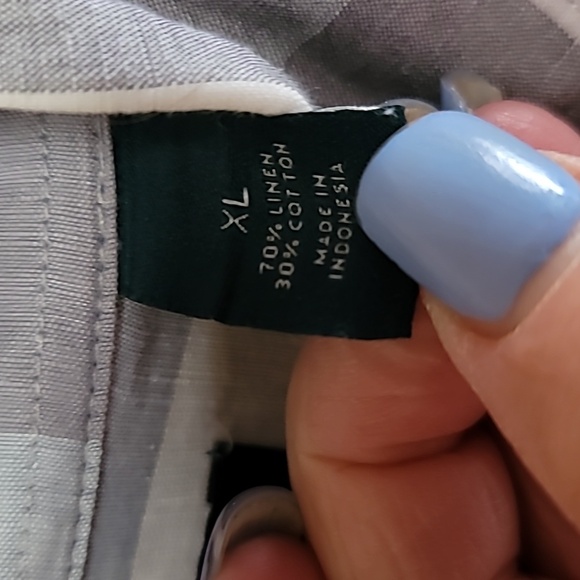 Perry Ellis Xl Gray Plaid Linen  Shirt - Picture 3 of 6